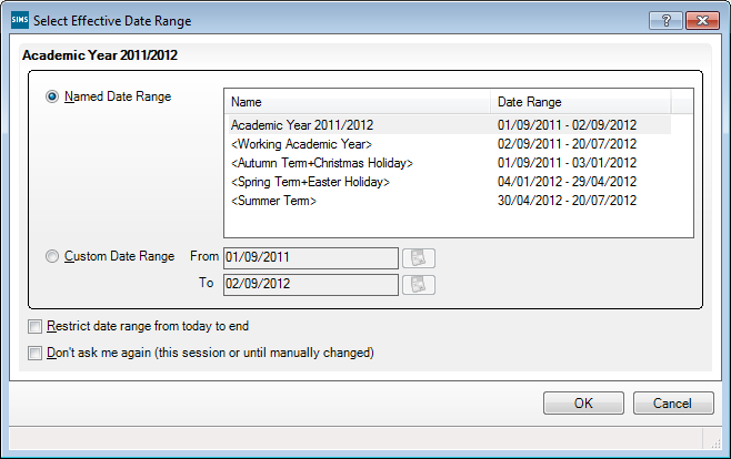 Select effective date range