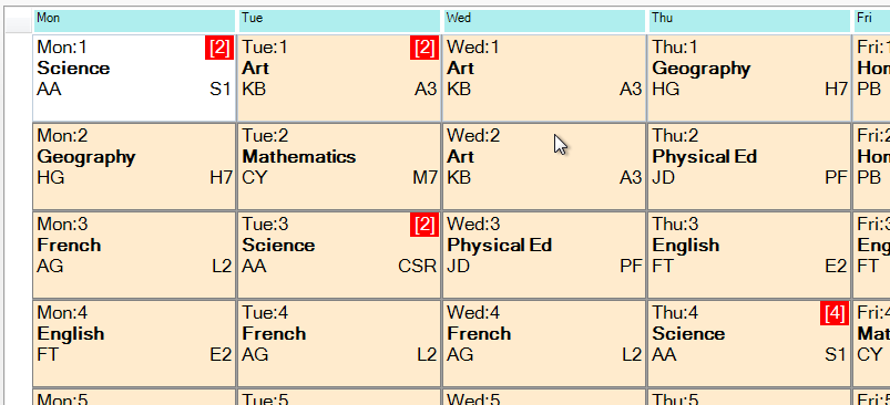 SIMS 7 Student Timetable