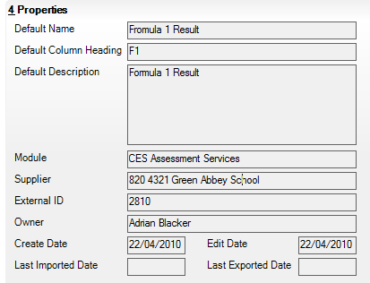 Populated set of defaulted properties of an Aspect