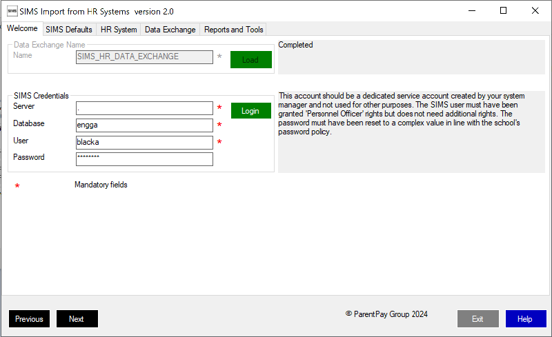 Data exchange selected