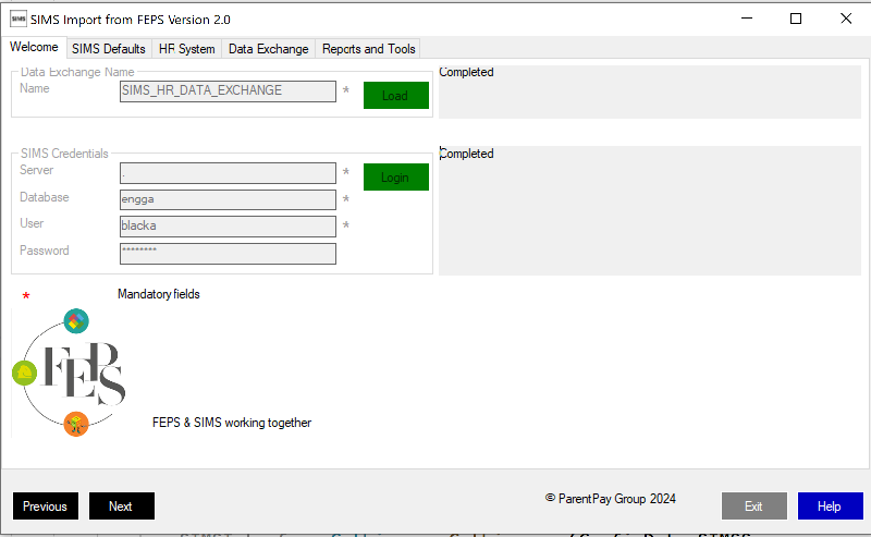 Post Login to SIMS with a FEPS Licence