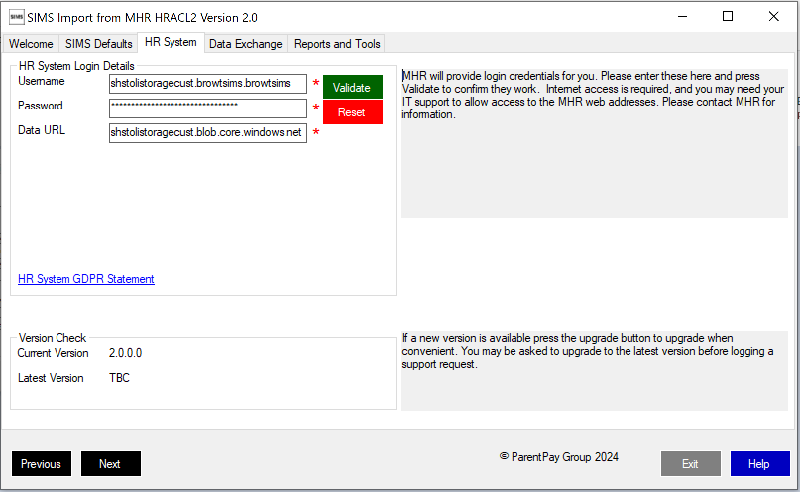 Enter the MHR credentials and validate