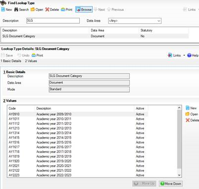 SLG Document Category lookups