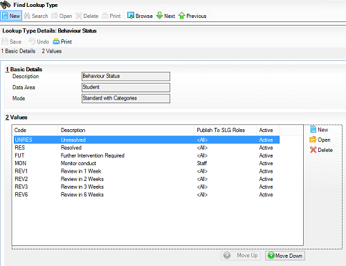 Behaviour status lookups