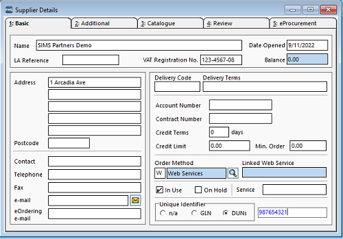 Supplier set up