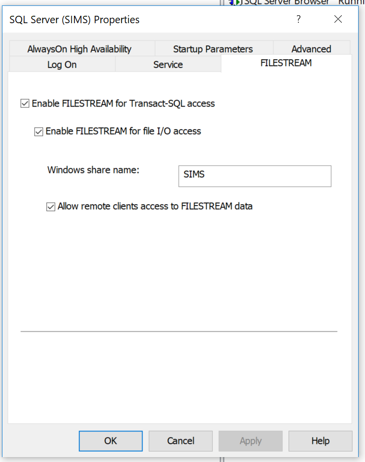 Configuring SQL